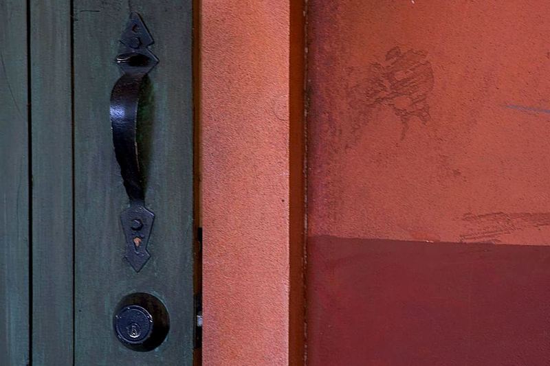 Door latch and deadbolt on an entry door